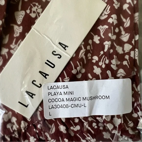 LACAUSA x Anthropologie Playa Mini Boho Flowy Dress in Cocoa Mushroom NWT - Picture 6 of 7